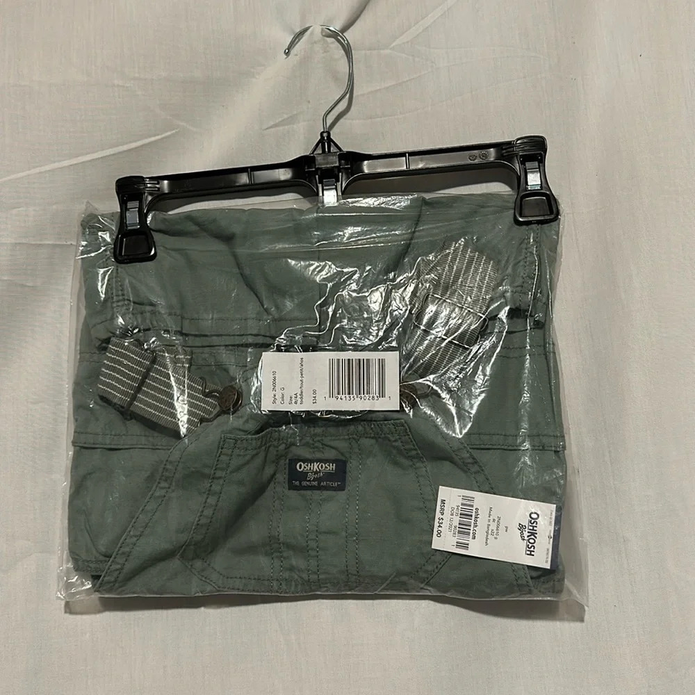 NWT OshKosh B'Gosh green overall shorts size 4T